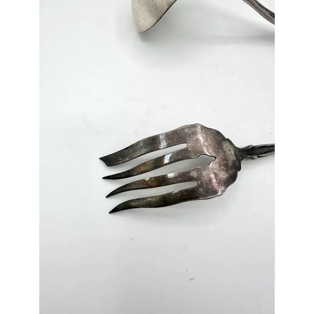 1881 Rogers A1 Silver Plate La Vigne Grapes Soup Gravy Ladle & Meat Fork 8.25”